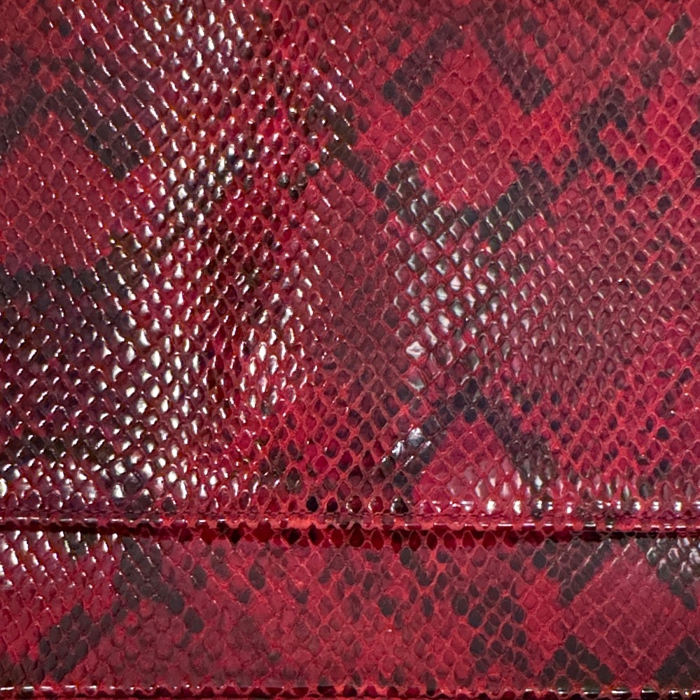 Stuart Weitzman Red Snakeskin Pattern Shoulder Bag - image 2